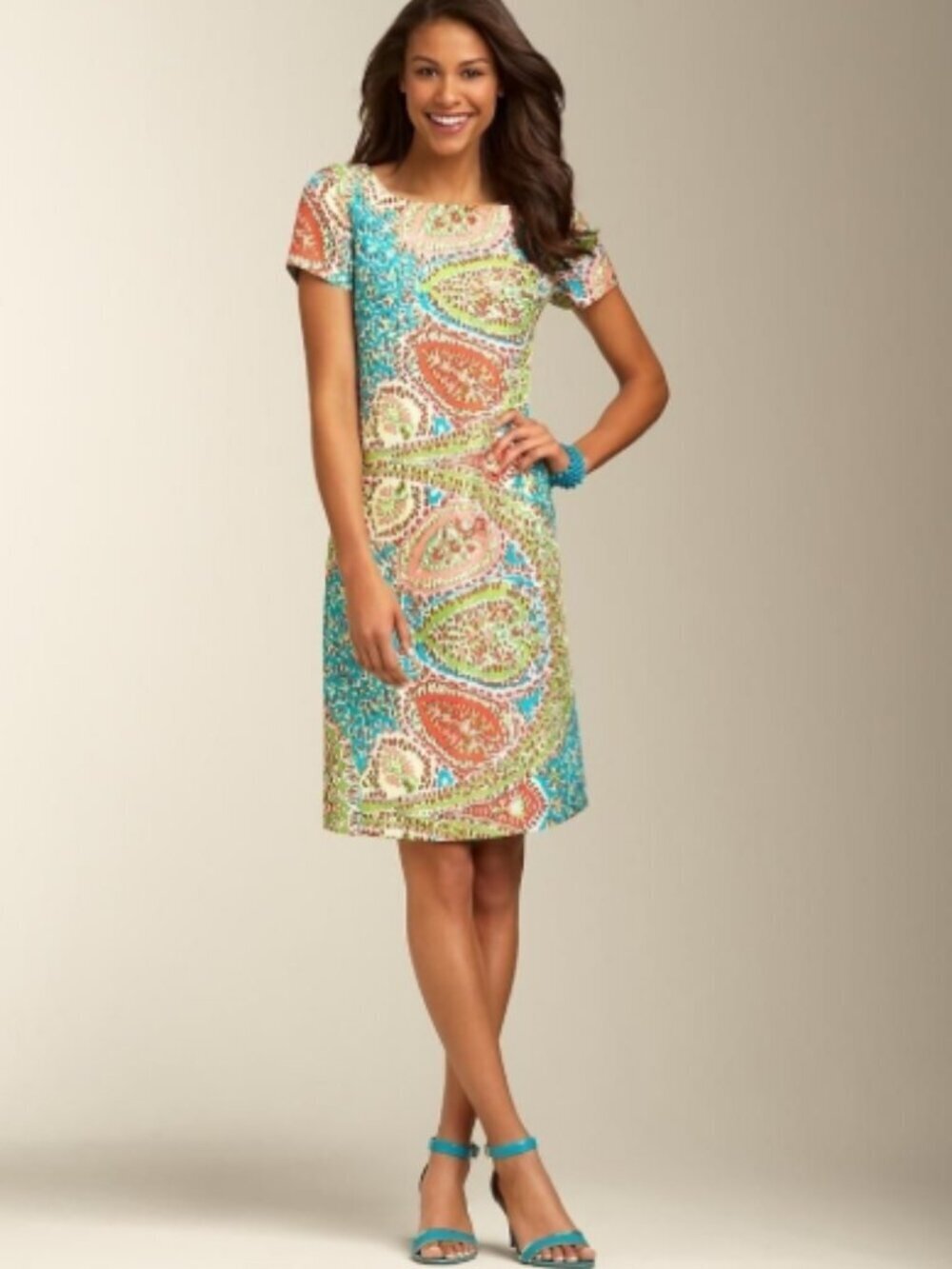 Talbots 100% Silk Paisley Shift Dress Size 8 NWT